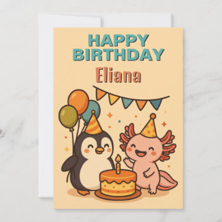 Convites Parabéns para Pinguin e axolotl