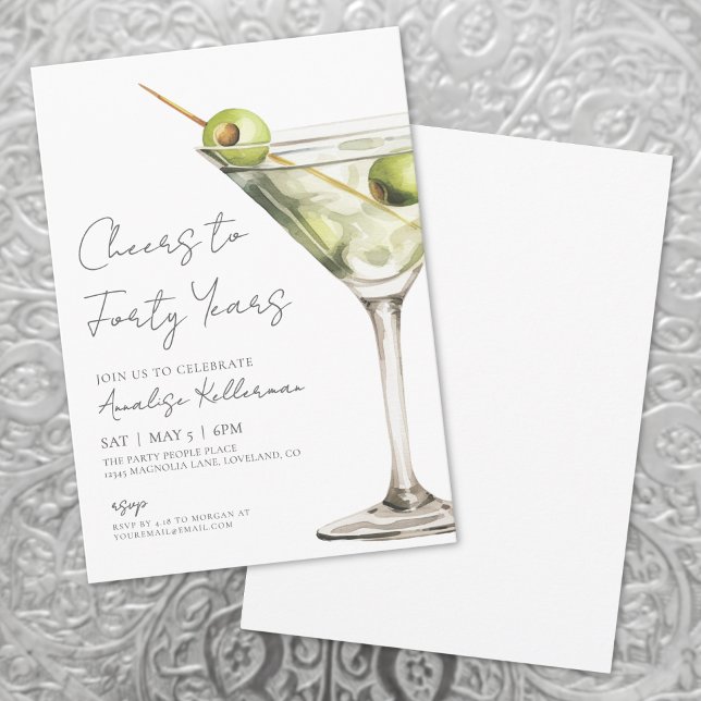 Convites Parabéns pela Festa de 40 Anos (Cheers To 40th Birthday Party Invitation)