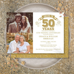 Convites Parabéns pelo 50º Aniversário de Casamento 2 Fotos