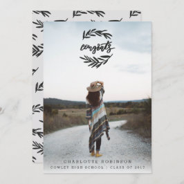 CONVITES PARABÉNS PELO RETRATO DE WREATH PRETO E BRANCO