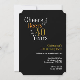 Convites Parabéns pelos 40 Anos, Cheers e Cervejas Festa