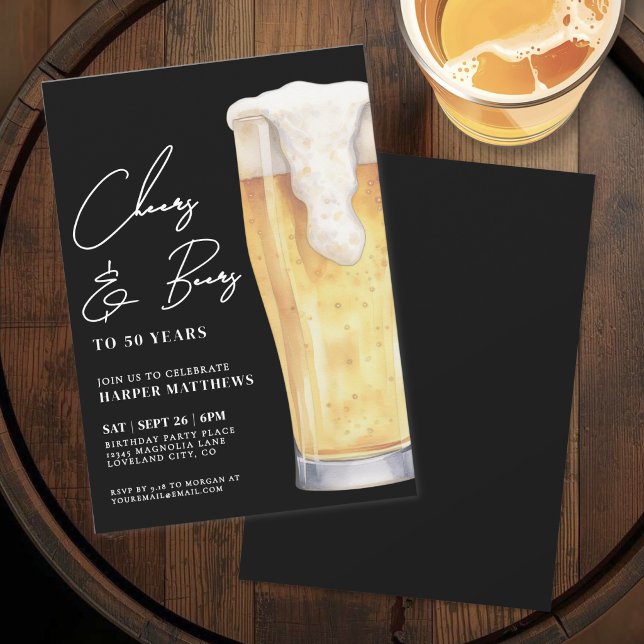 Convites Parabéns pelos 50 Anos Cheer e Cerveja (Cheers And Beers 50th Birthday Invitation)