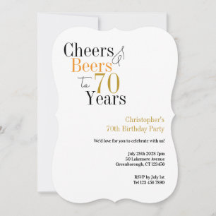 Convites Parabéns pelos 70 Anos com Cheers e Beers Festa Mi