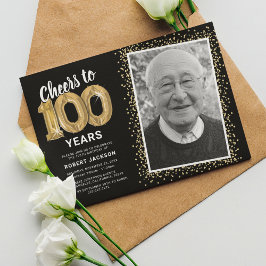 Convites Parabéns por 100 Anos Foto do 100º Aniversário