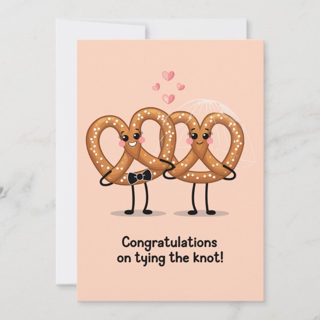 Convites Parabéns por Casar Pretzel Divertido (Frente)