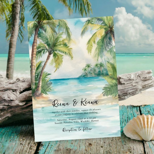 Convites Paradise Palms Tropical Beach Weding (Criador carregado)