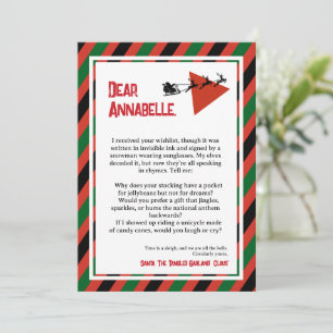 Convites Paradoxo de Purpurina DADA Carta do Papai Noel