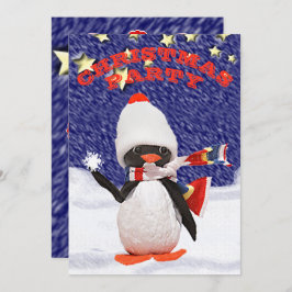 Convites Paraíso Adorável de Pinguim de Natal Snowy