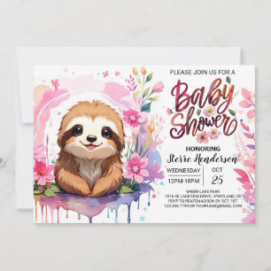 Convites Paraíso de chá de fraldas Sloth