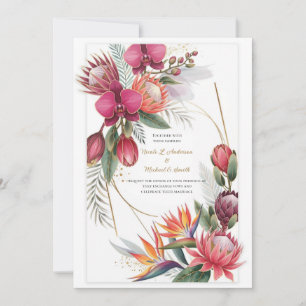 Convites Paraíso Floral Tropical Bodas de Ouro Botânico