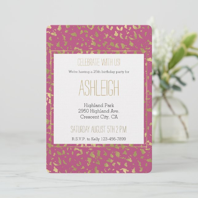 Convites Paraíso Menino Rosa Dourado (Em pé/Frente)