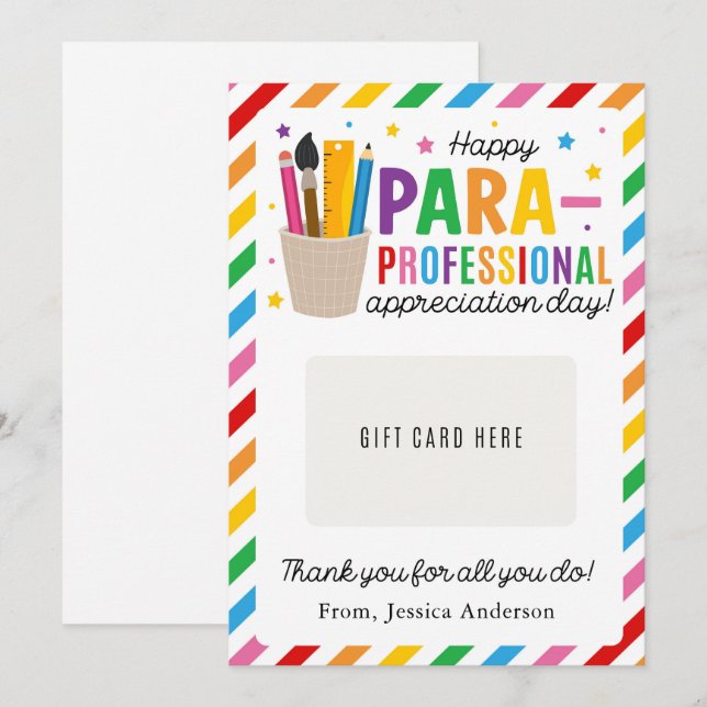 Convites Paraprofessional Appreciation Day Gift Card Holder (Frente/Verso)