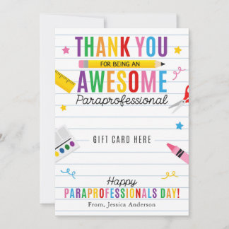 Convites Paraprofessional Appreciation Day Gift Card Holder