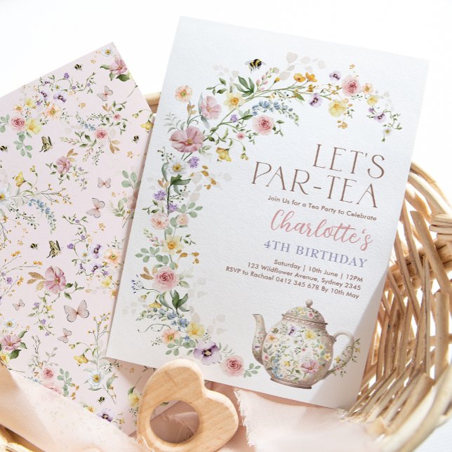 Convites Parceira de chá Elegante do Jardim de Flor Selvage (Criador carregado)