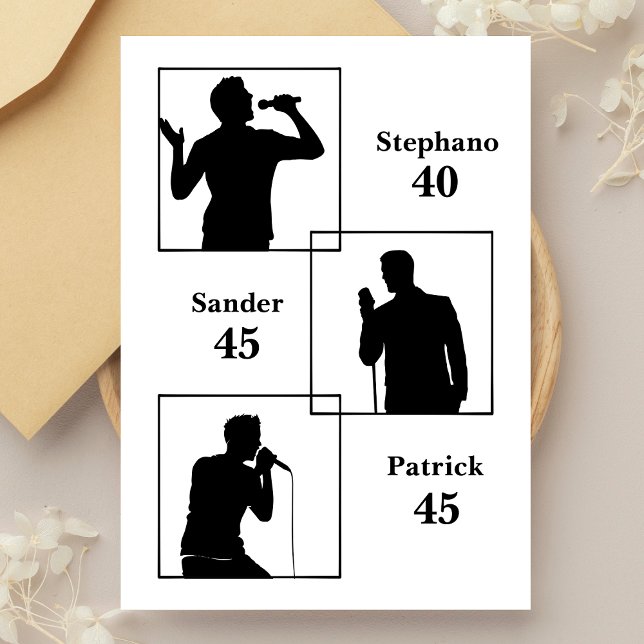 Convites Parceiro Aniversário triplo do divertido branco mi (Criador carregado)