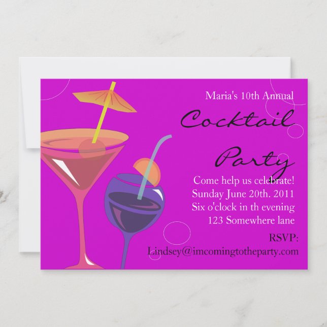 Convites Parceiro Cocktail Feliz Aniversário Bebidas (Frente)