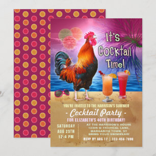 Convites Parceiro Cocktail Tropical Rooster Engraçado Anive