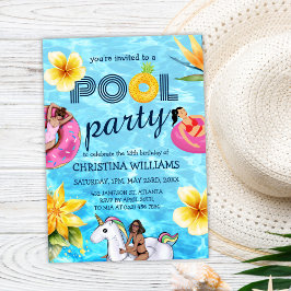 Convites Parceiro de Piscina moderna, Summer Girl, aniversá