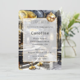 Convites Parceiro Dourado Black Night Club Disco Ball Anive