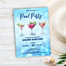Convites Parceiro piscina Coquetel Aniversário de Verão