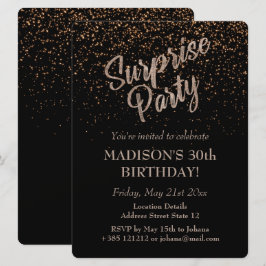 Convites Parceiro surpresa Glitter Dourado de aniversário