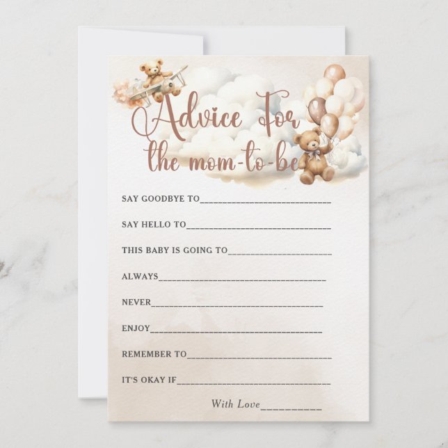 Convites PARECER PARA A MÃE SER UM URSO DE Gancho DE Chá de (Frente)