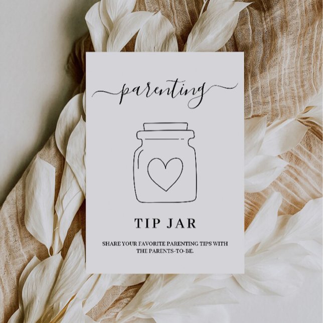 Convites Parentalidade - Sinal de Jar de Dica e Chá de fral (Parenting Tip Jar Sign and Advice Card Baby Shower)