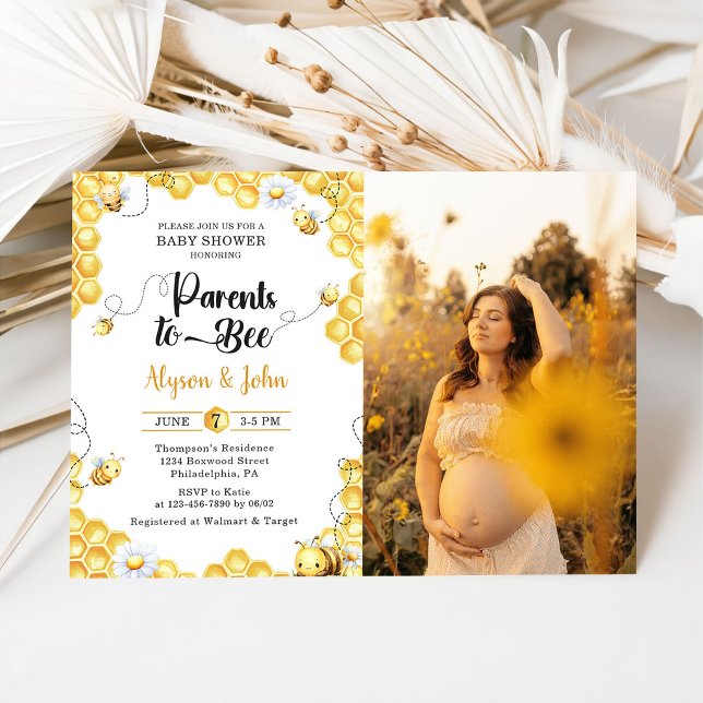 Convites Parents To Bee Baby Shower Photo Invitation (Criador carregado)