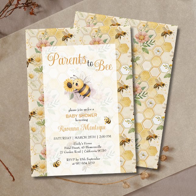 Convites Parents to Bee Honeycomb Bee Custom Baby Shower (Criador carregado)