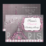 Convites Paris Chic Brilho Torre Eiffel Festa Sweet 16<br><div class="desc">Belo convite temático Paris chic. Escolha personalizar para adicionar suas informações. Exclua qualquer texto para deixar uma área em branco.</div>