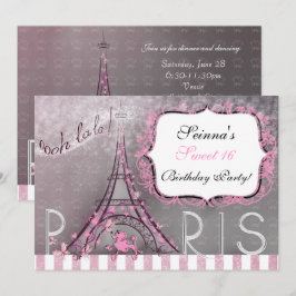 Convites Paris Chic Brilho Torre Eiffel Festa Sweet 16
