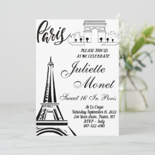 Convites Paris Eiffel Tower Sweet 16