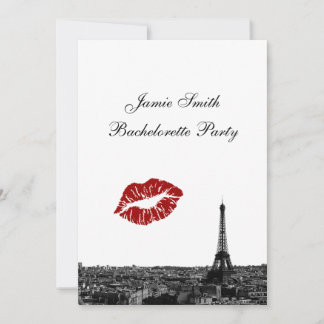 Convites Paris França Silhueta Beijo #1 BW V Despedida de S