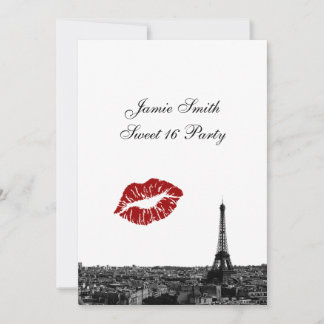 Convites Paris França Silhueta Beijo #1 PB Doce 16 V