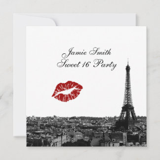 Convites Paris França Silhueta Beijo #1 PB Doze Anos