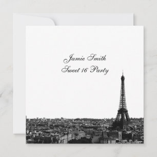 Convites Paris França Skyline #1 BW Sweet 16 V
