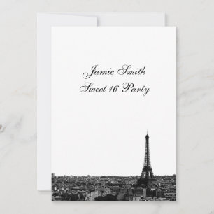 Convites Paris França Skyline #1 BW Sweet 16 V