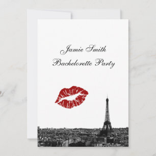 Convites Paris França Skyline Kiss #1 BW V Bachelorette