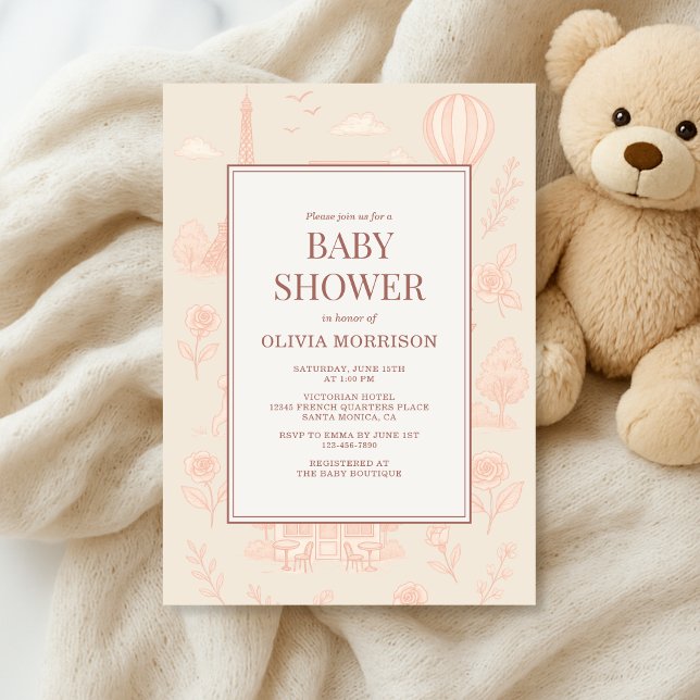 Convites Paris French Toile Baby Shower (Criador carregado)