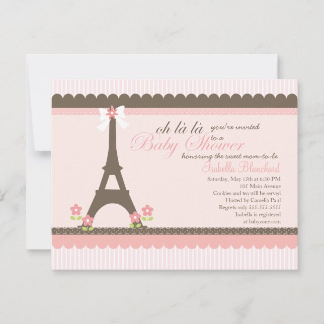 Convites Paris no chá de fraldas do primavera (Frente)