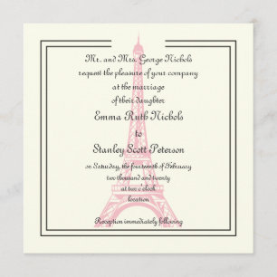 Convites Paris que wedding o marfim cor-de-rosa do clássic
