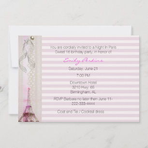 Convites Paris Rosa Strike Parecia Doce Dezesseis