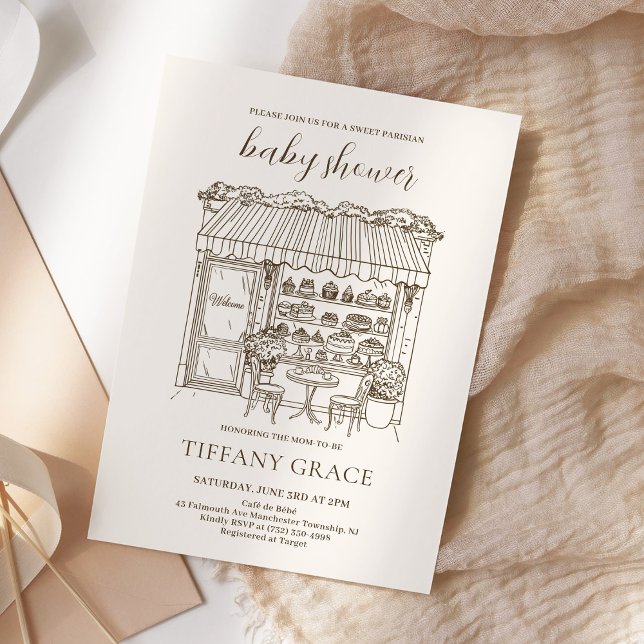 Convites Paris Theme French Patisserie Baby Shower (Criador carregado)