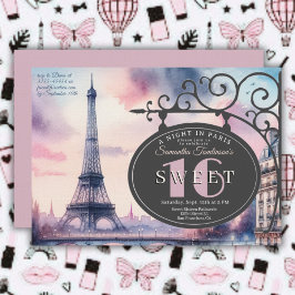 Convites Paris Vintage Eiffel Tower Sweet 16 Birthday