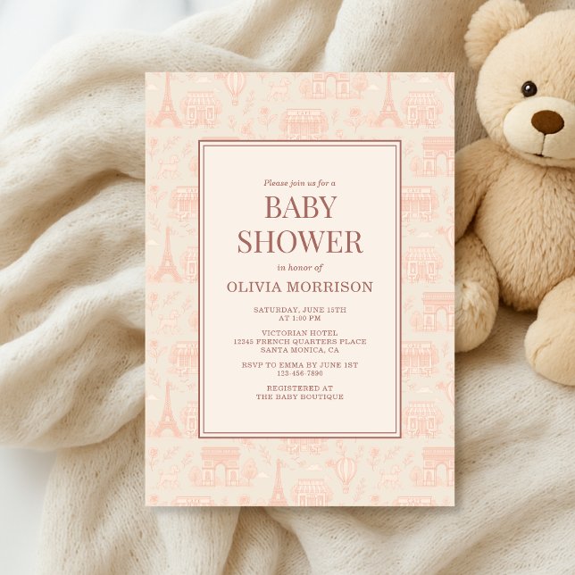 Convites Parisian French Paris Toile Baby Shower (Criador carregado)