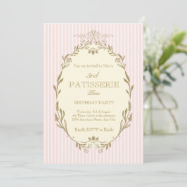 Convites Parisian Patisserie French Vintage Style Pink