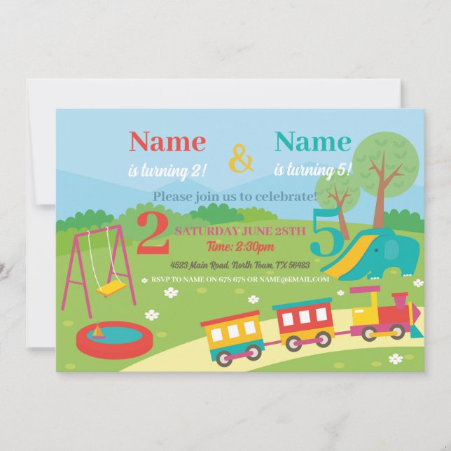 Convites Park Birthday Kids Meninas Meninos Qualquer Festa  (Frente)