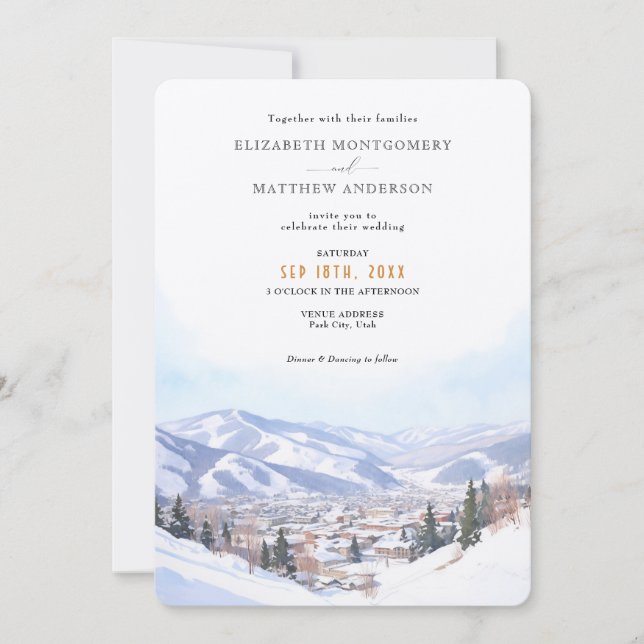 Convites Park City, Utah Wedding (Frente)