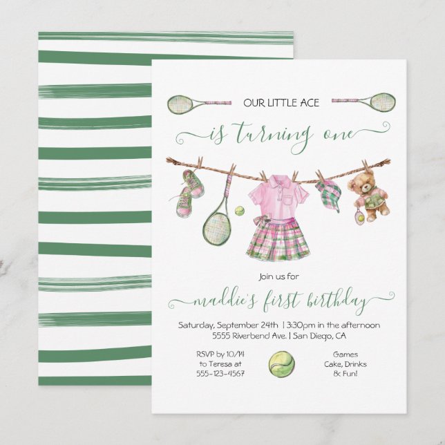 Convites Parppy Tênis Girl Birthday virando um (Frente/Verso)