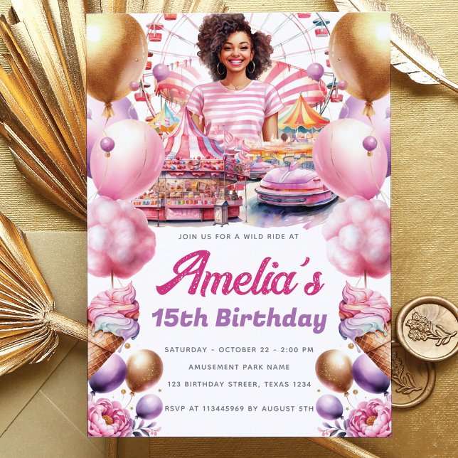 Convites Parque Africano de Amusement de Aniversário Americ (Criador carregado)